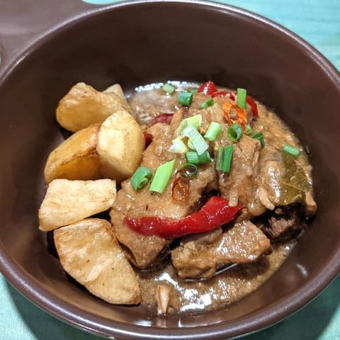 Adobong Baboy sa Gata (Pork stewed in coconut milk)