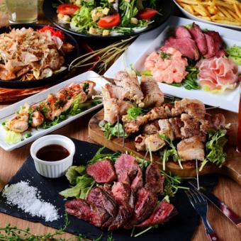 【和牛ステーキ付き】3H飲放付「A5サーロイン&肉寿司など50品食べ放題コース」6500円→5000円